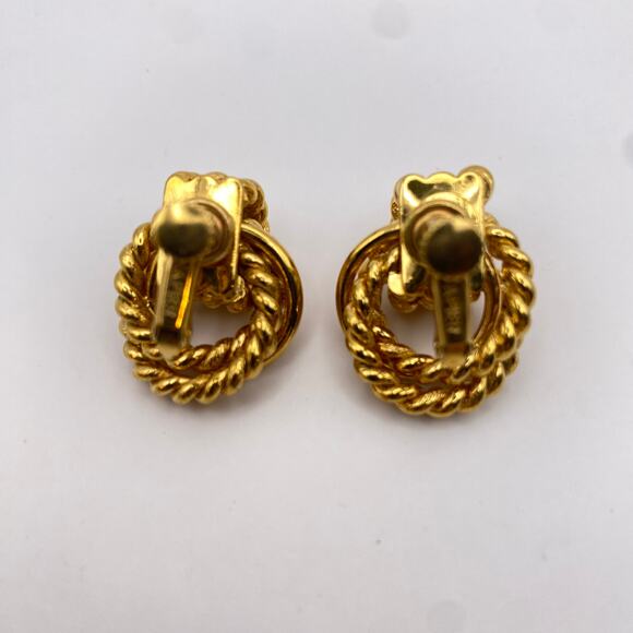 Vintage NAPIER 10K Gold Plated Rope Texture Love Knot Statement Earrings - Picture 6 of 9